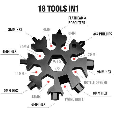 18-in-1 Stainless Steel Snowflakes Multi-tool