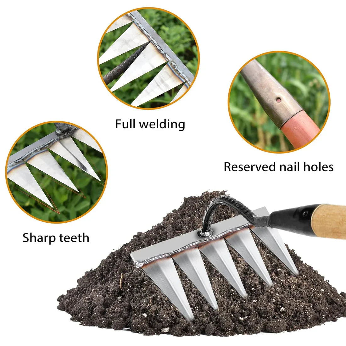 5 Teeth Carbon Steel Garden Weeding Rake