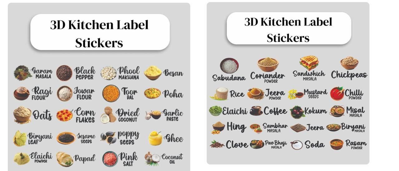 3D Kitchen Label Stickers