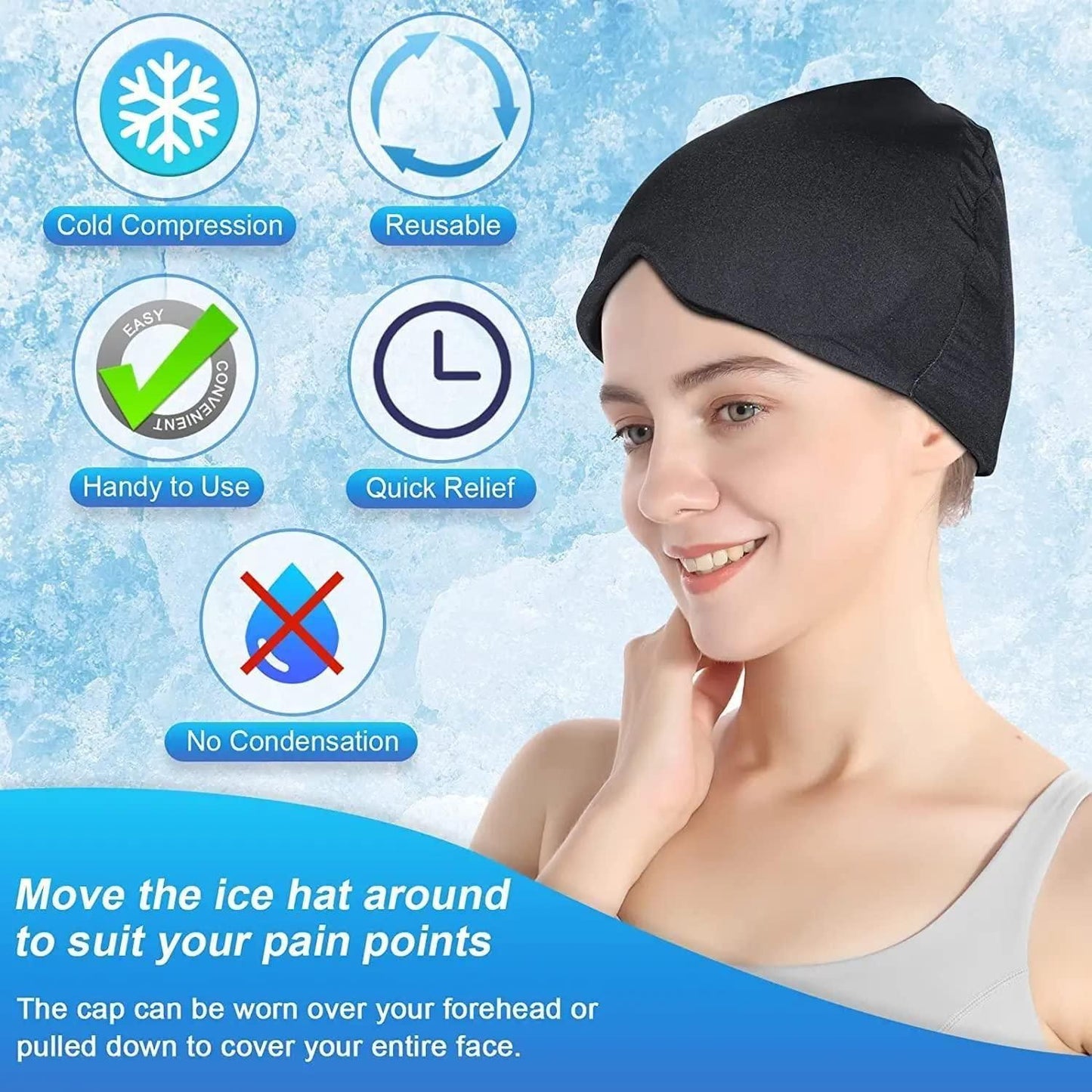 Migraine Relief Cap, Headache Relief Cap, Cold Therapy Migraine Relief Cap