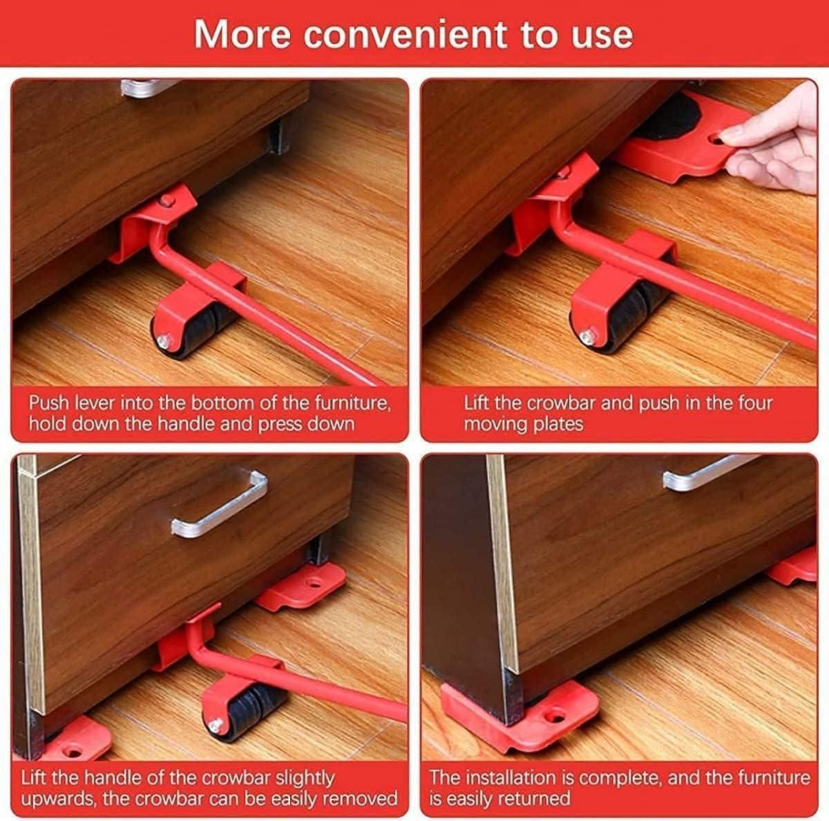 Carbon Steel Furniture Lifter With Heavy Duty Roller Pads with 150kg capacity To Move