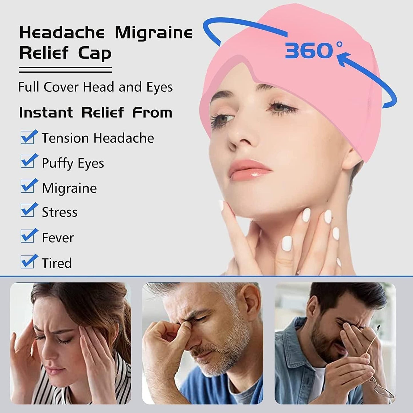 Migraine Relief Cap, Headache Relief Cap, Cold Therapy Migraine Relief Cap