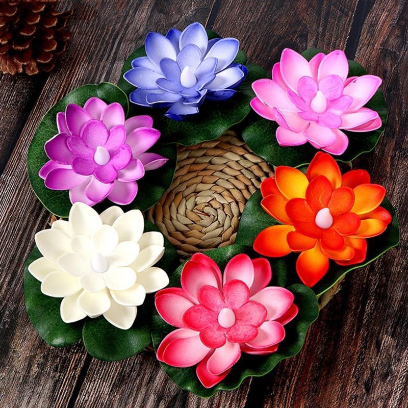 Flameless Lotus Flower Water Sensor Diyas (Pack of 6)