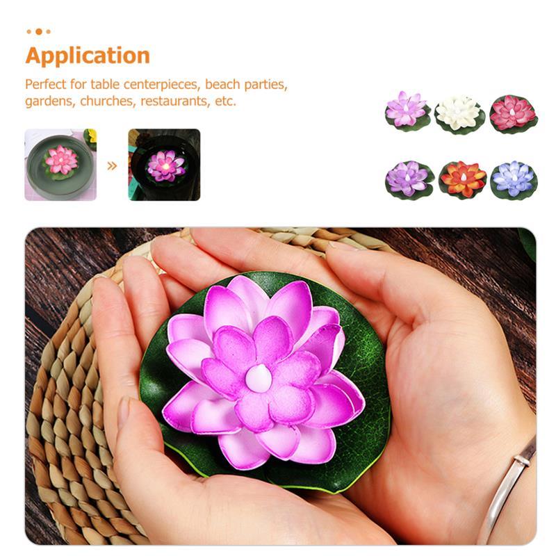 Flameless Lotus Flower Water Sensor Diyas (Pack of 6)