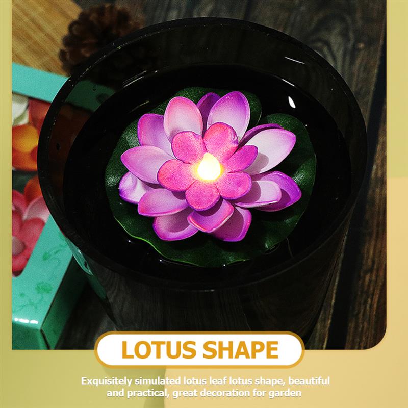 Flameless Lotus Flower Water Sensor Diyas (Pack of 6)