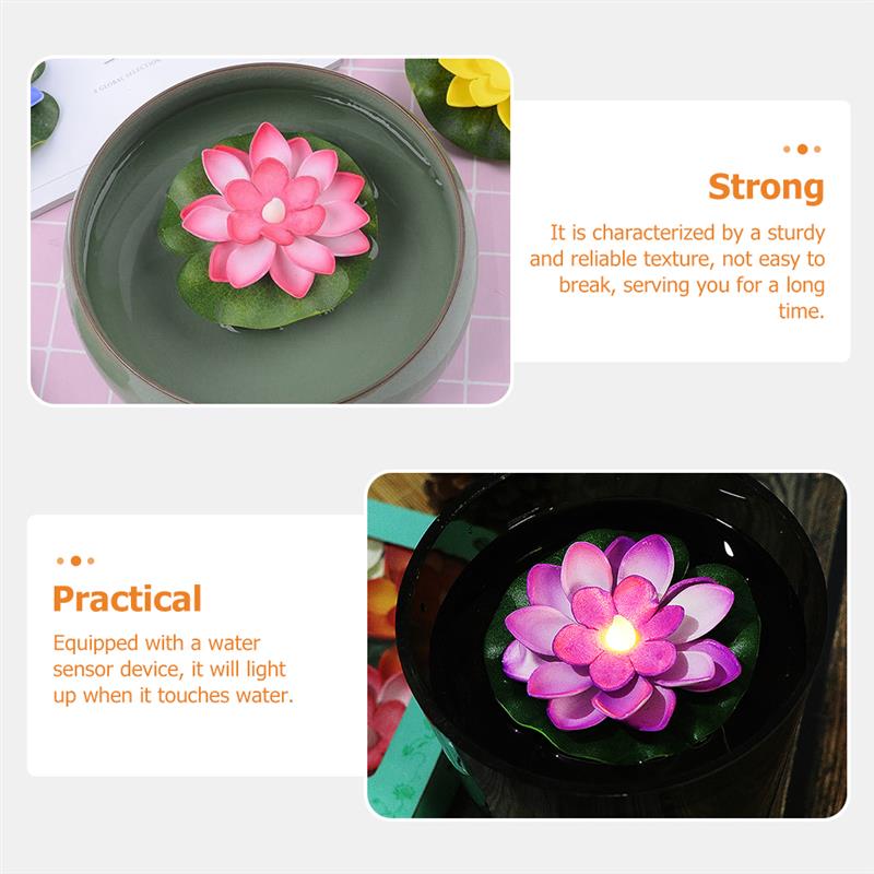 Flameless Lotus Flower Water Sensor Diyas (Pack of 6)